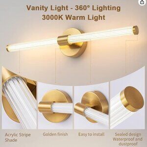 LED Light Fixtures Gold Bathroom Vanity Lights 360° Sconce - 30 inch